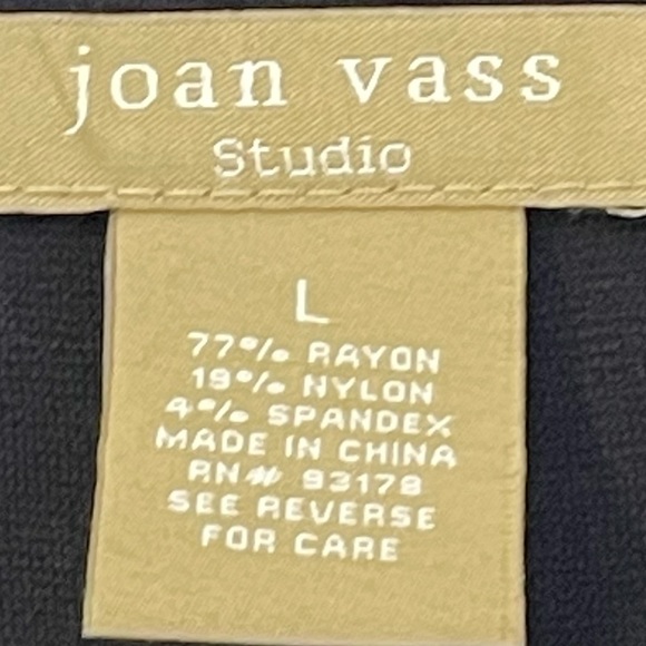 Joan Vass Stretch Jersey Knit Long Sleeve Fit & Flare Midi Dress Size L Black - Picture 6 of 6